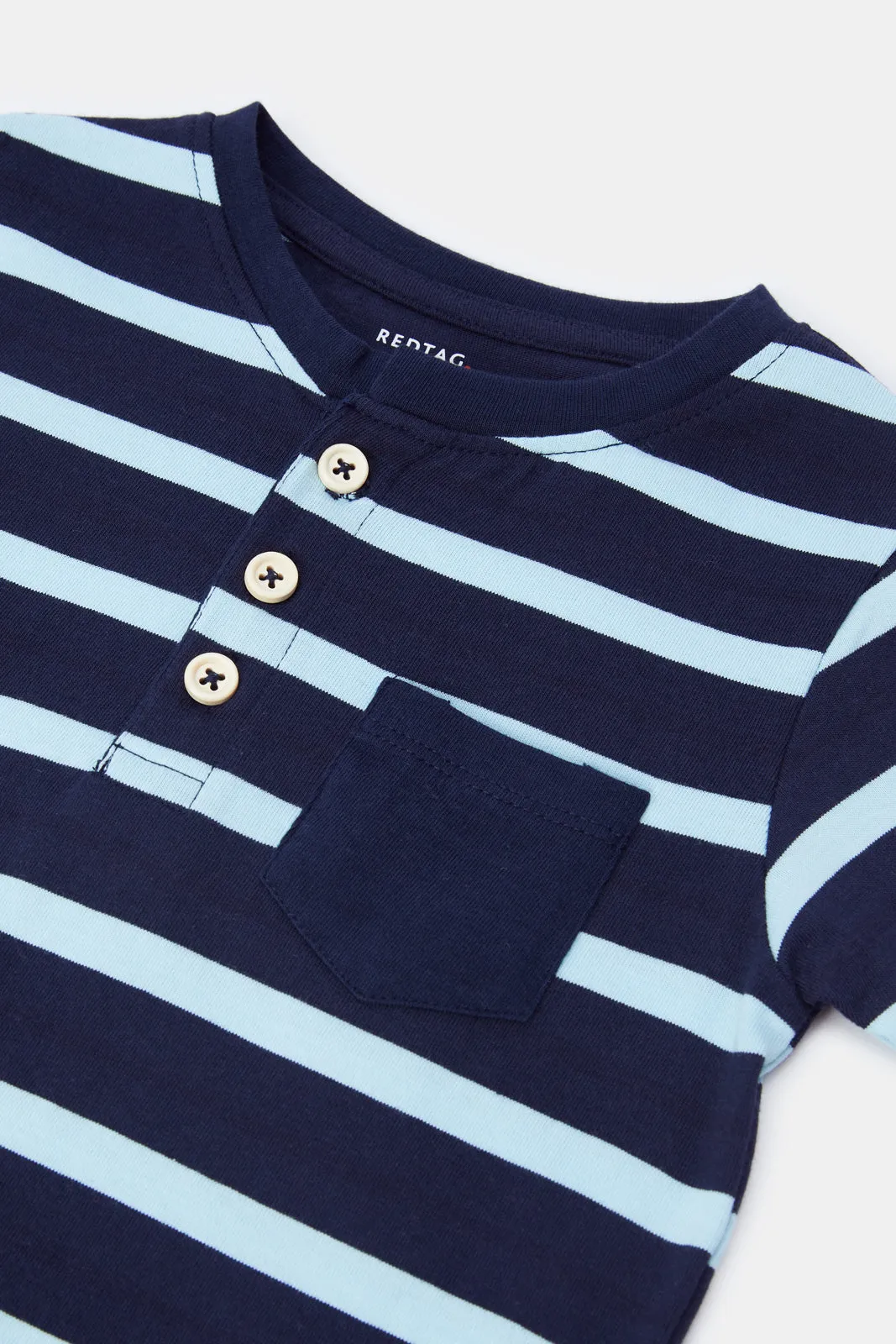 Infant Boys Navy Striped Henley T-Shirt