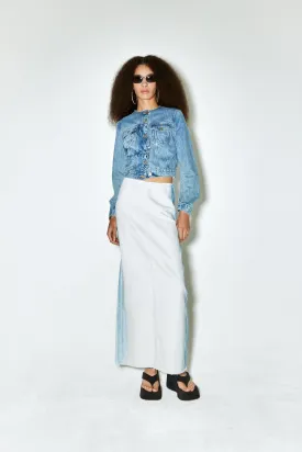 JINJI skirt blue side strip on white denim