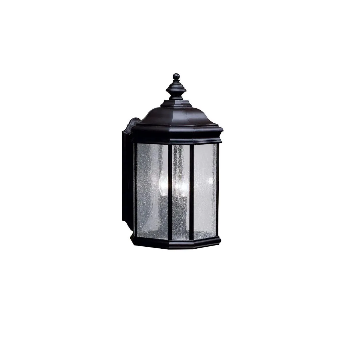 Kirkwood 21 In 3-Lights Outdoor Wall Light With Seeded Clear Glass, Black Finish