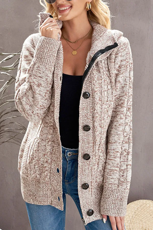 Knitted Cardigan Sweater with Hood