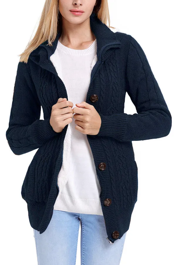 Knitted Cardigan Sweater with Hood