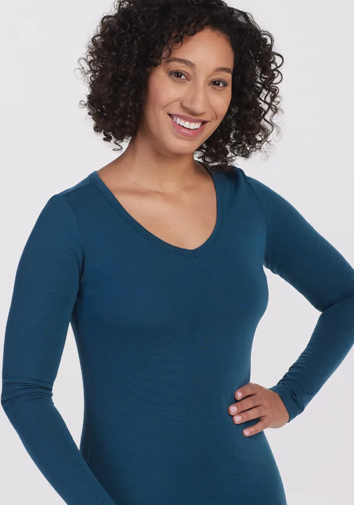 Layla V Neck Top - Real Teal