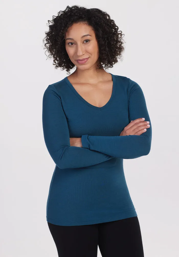 Layla V Neck Top - Real Teal