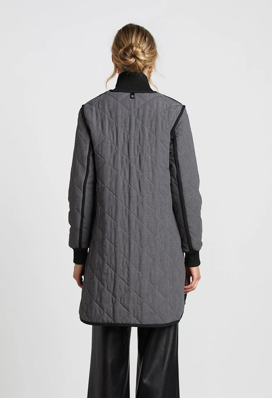 Libby Quilted Coat in Grey