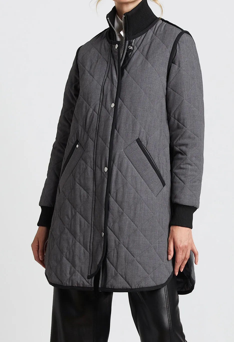 Libby Quilted Coat in Grey