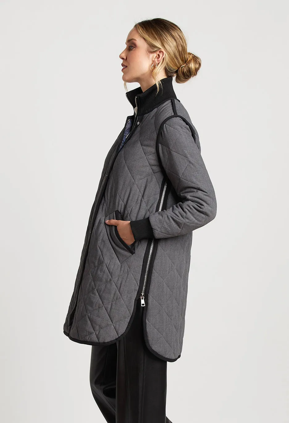 Libby Quilted Coat in Grey