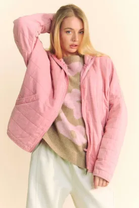 Light Pink Quilted Zip Up Jacket