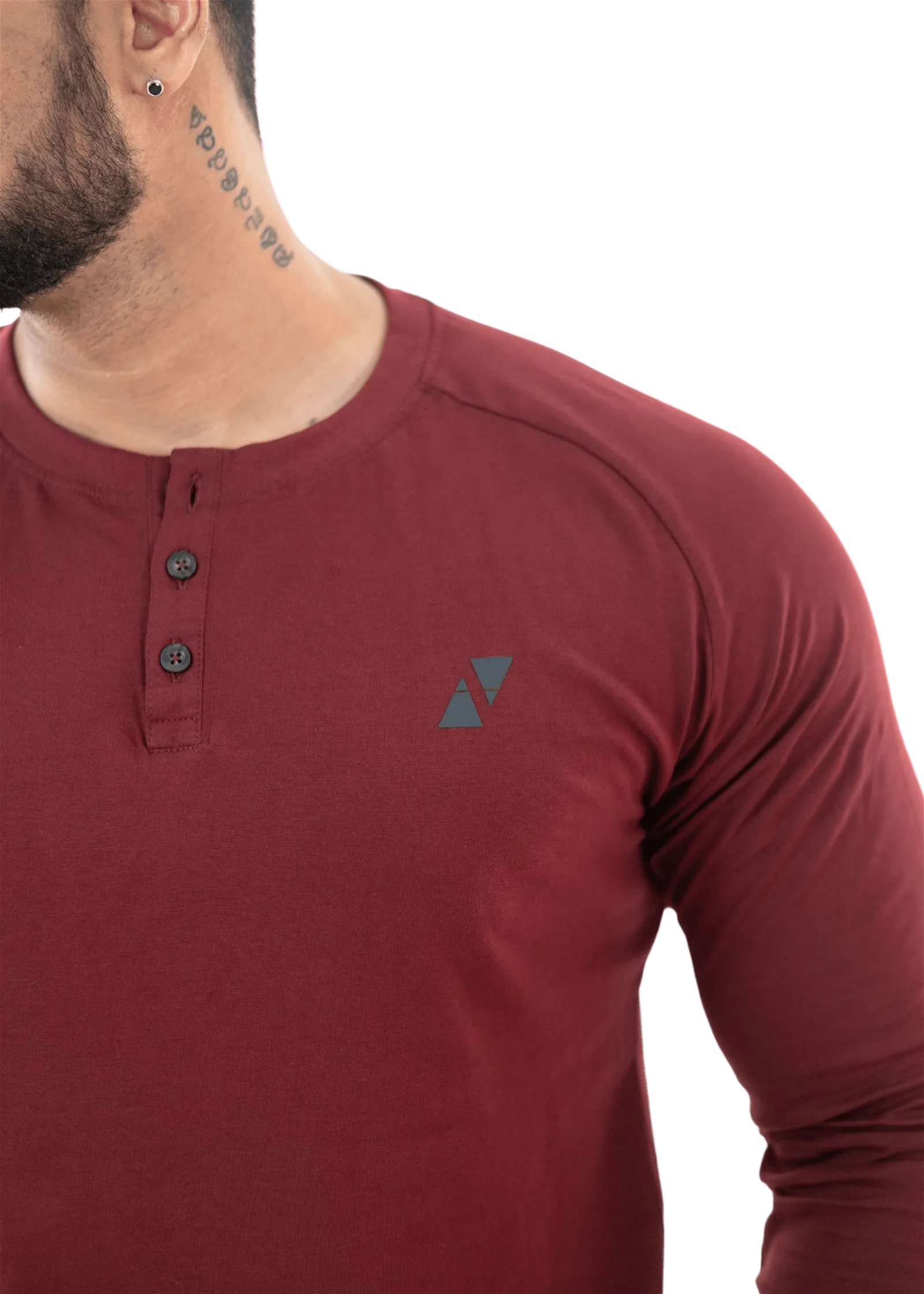 Maroon Full Sleeves Henley Tee