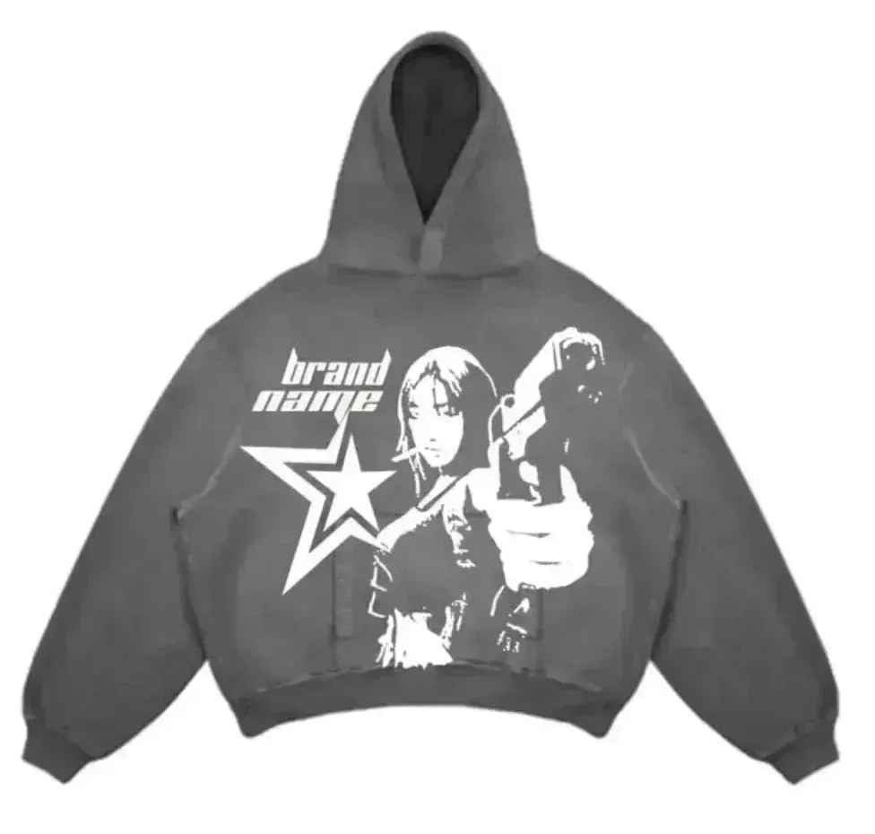 Men's And Women's Fashion Punk Design Fleece Printed Hoodie top