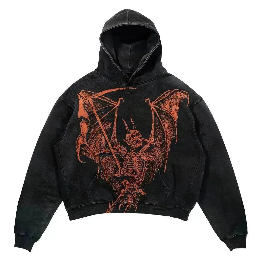 Men's And Women's Fashion Punk Design Fleece Printed Hoodie top