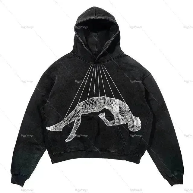 Men's And Women's Fashion Punk Design Fleece Printed Hoodie top