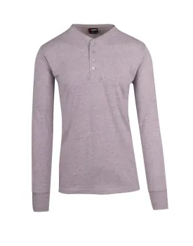 Mens Henley L/S Tee - Grey Marle