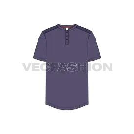 Mens Henley Neck T-shirt