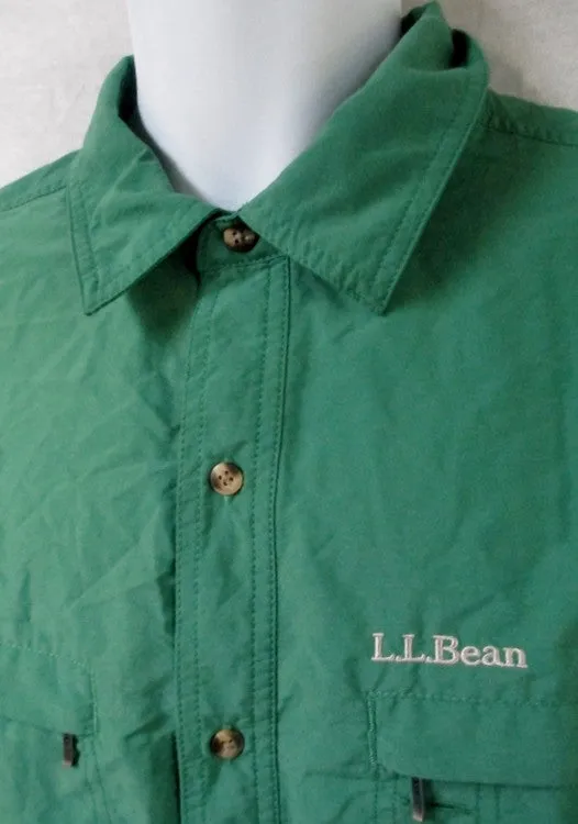 MENS L.L. BEAN Nylon Work JACKET Shirt Coat Windbreaker GREEN XL 5AX48