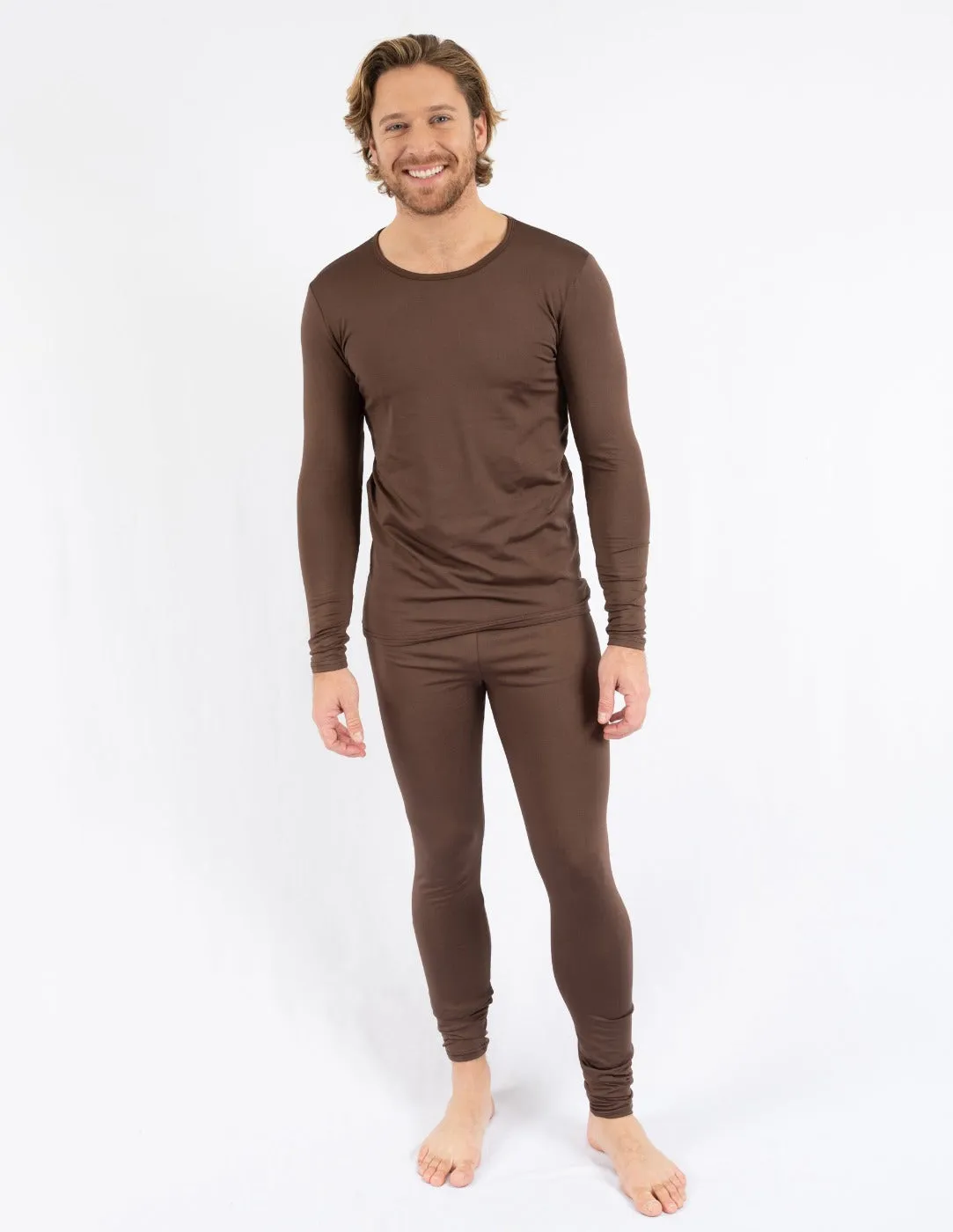 Men's Neutral Solid Color Thermal Pajamas