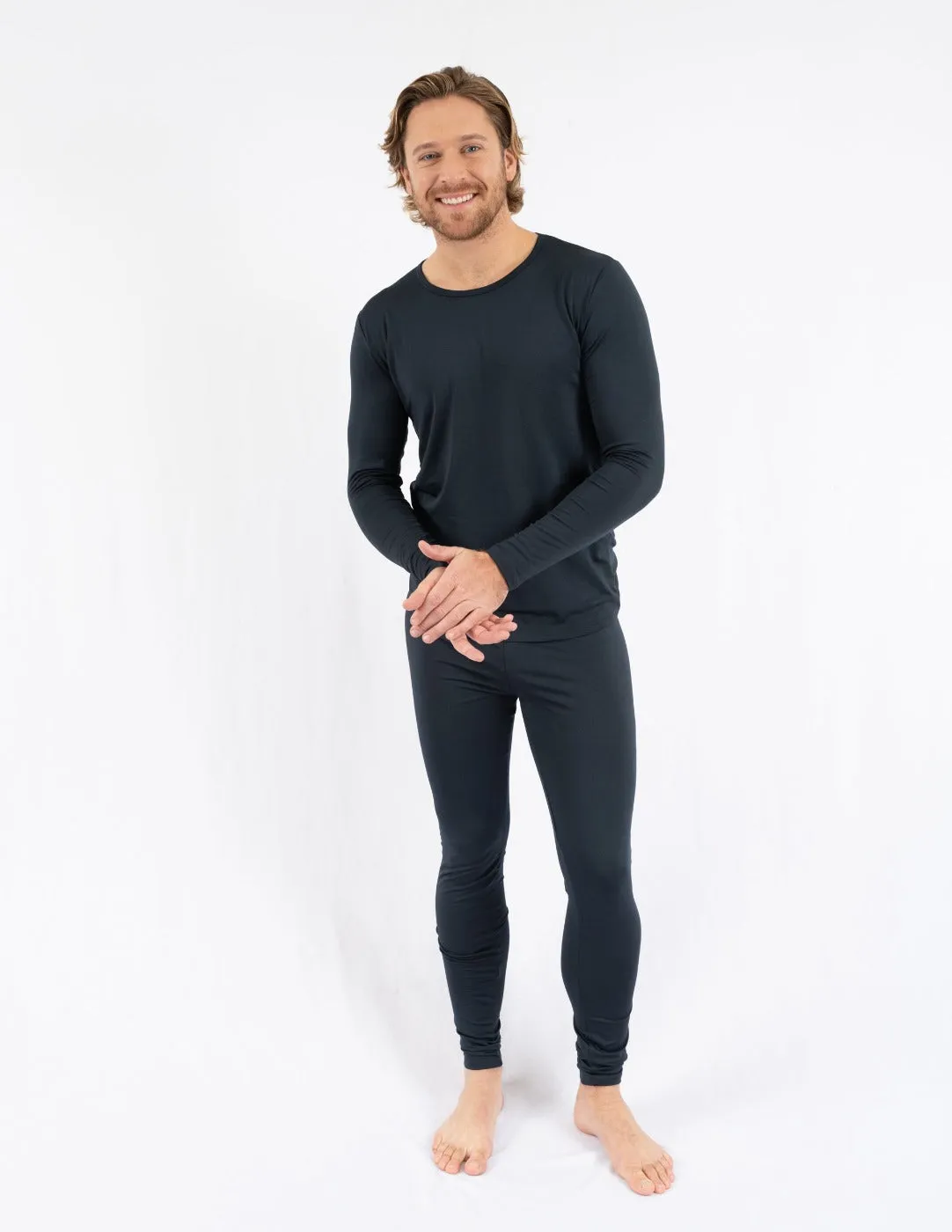 Men's Neutral Solid Color Thermal Pajamas