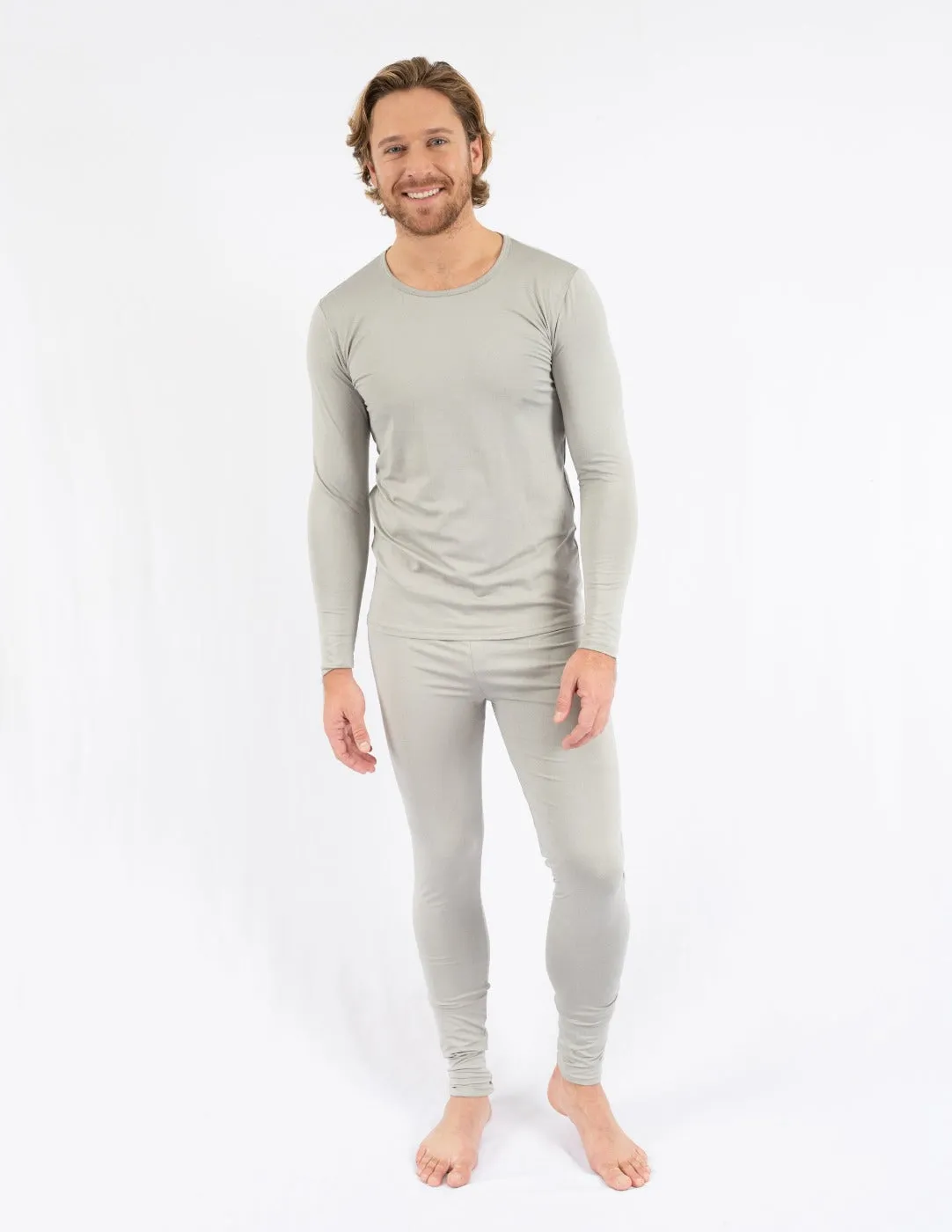 Men's Neutral Solid Color Thermal Pajamas