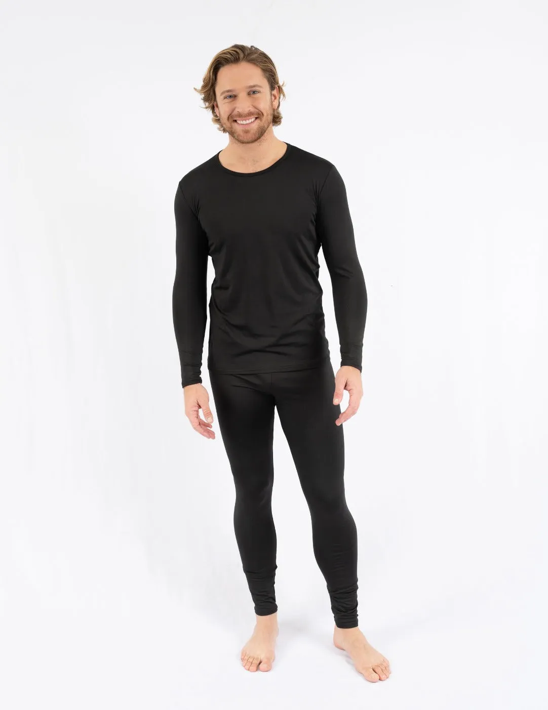 Men's Neutral Solid Color Thermal Pajamas