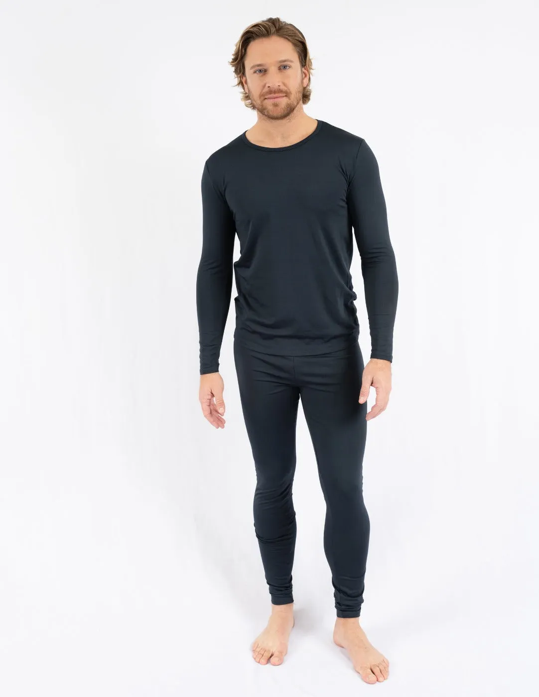 Men's Neutral Solid Color Thermal Pajamas