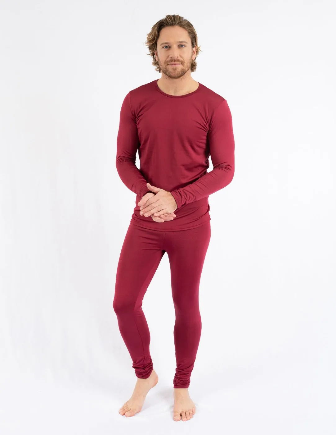 Men's Neutral Solid Color Thermal Pajamas