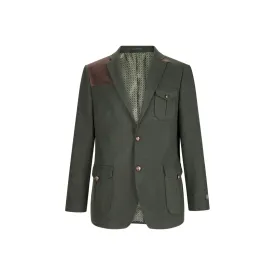 Men's Wool Tweed Jacket Hunting Blazer Elbow Patch Olive