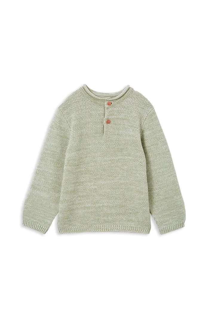 MILKY OLIVE KNIT HENLEY