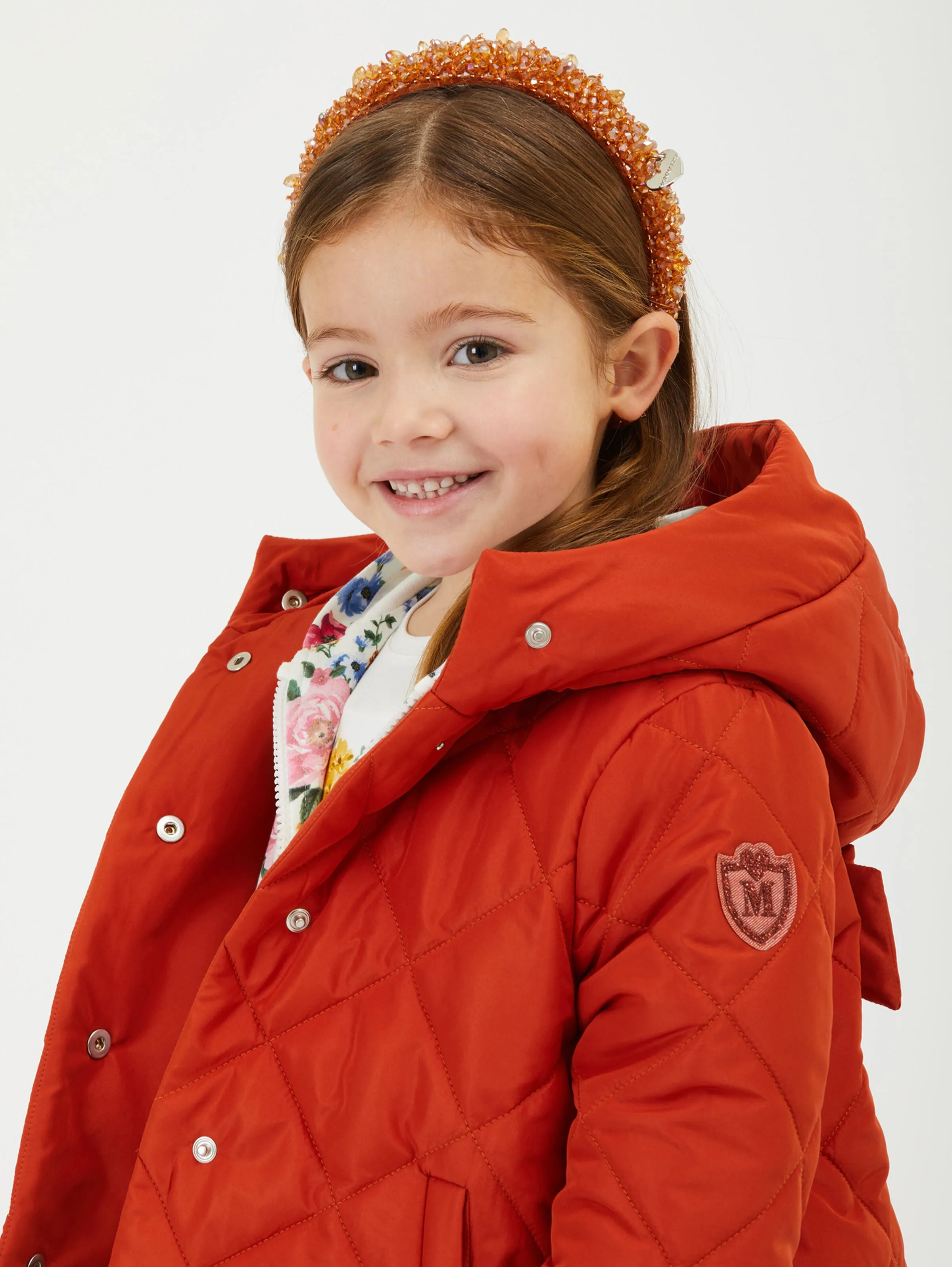 Monnalisa - Quilted Down Coat with Bow