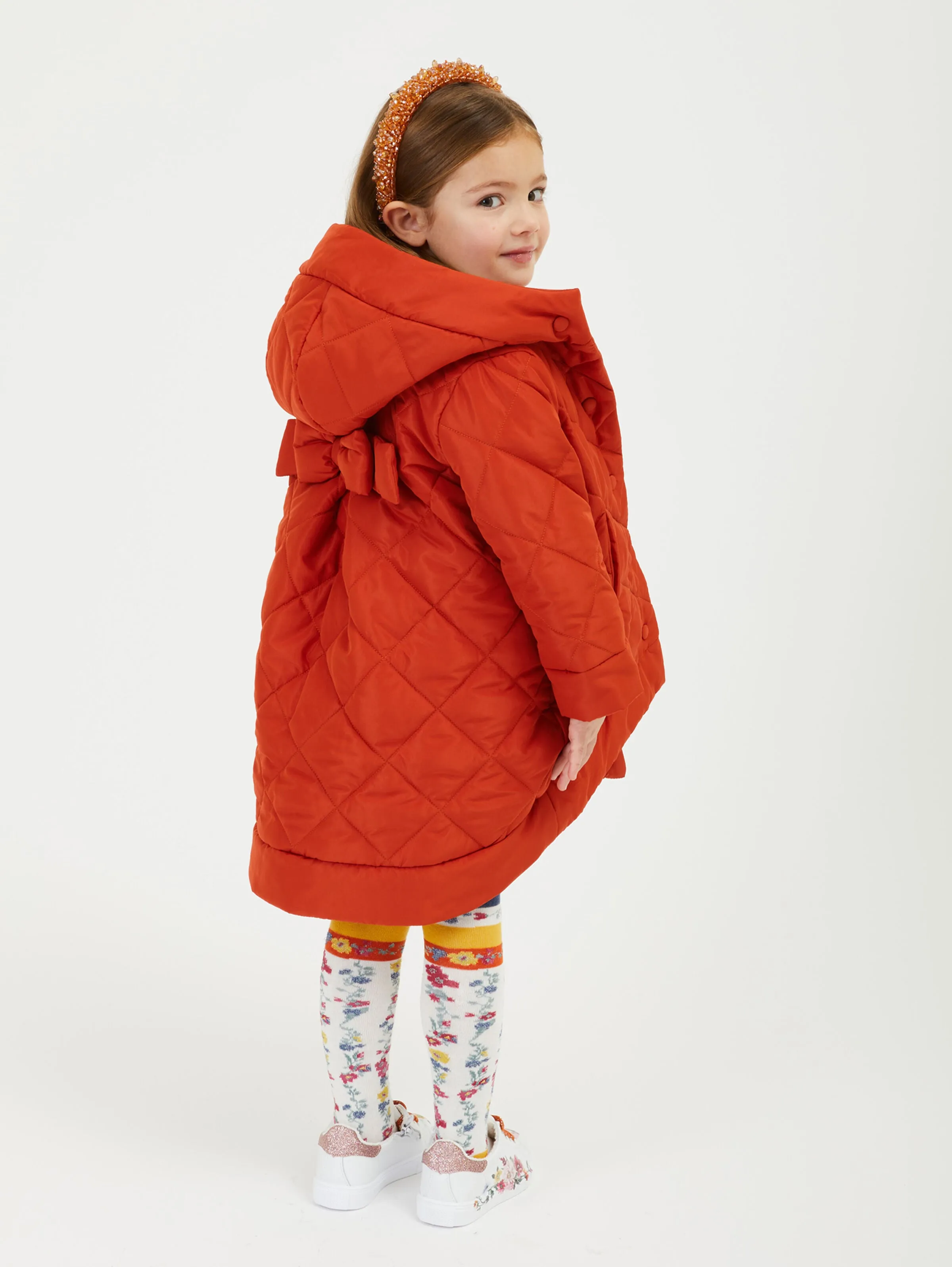 Monnalisa - Quilted Down Coat with Bow