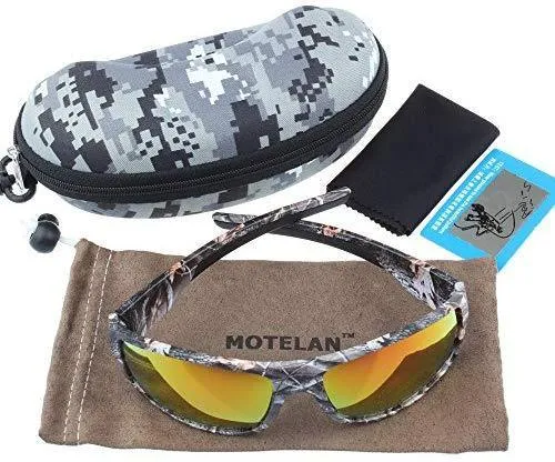 MOTELAN Polarized Outdoor Sports Sunglasses Tr90 Camo Frame for Men Women Driving Fishing Hunting Reduce Glare