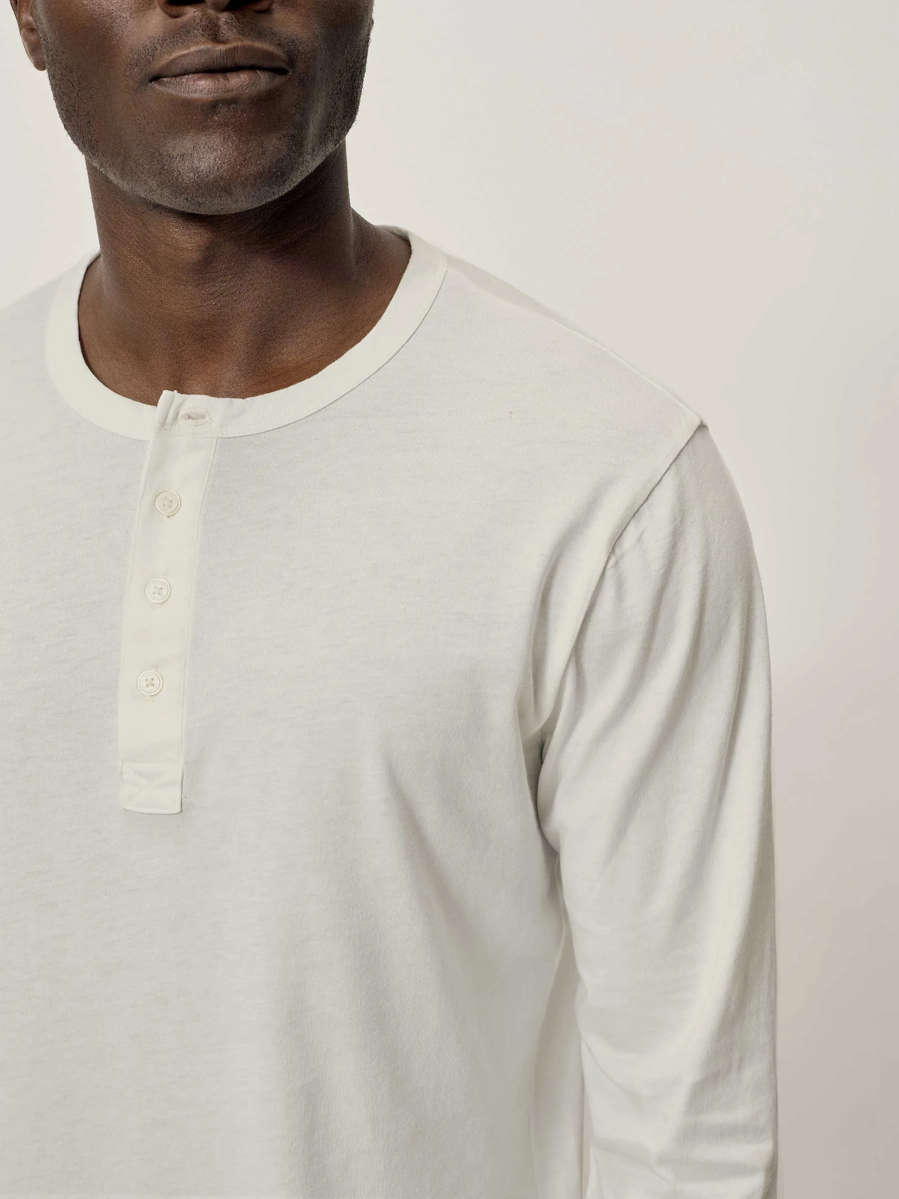 Natural Pima Curved Hem Henley