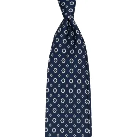 Navy Blue Silk Tie with Grey Pattern