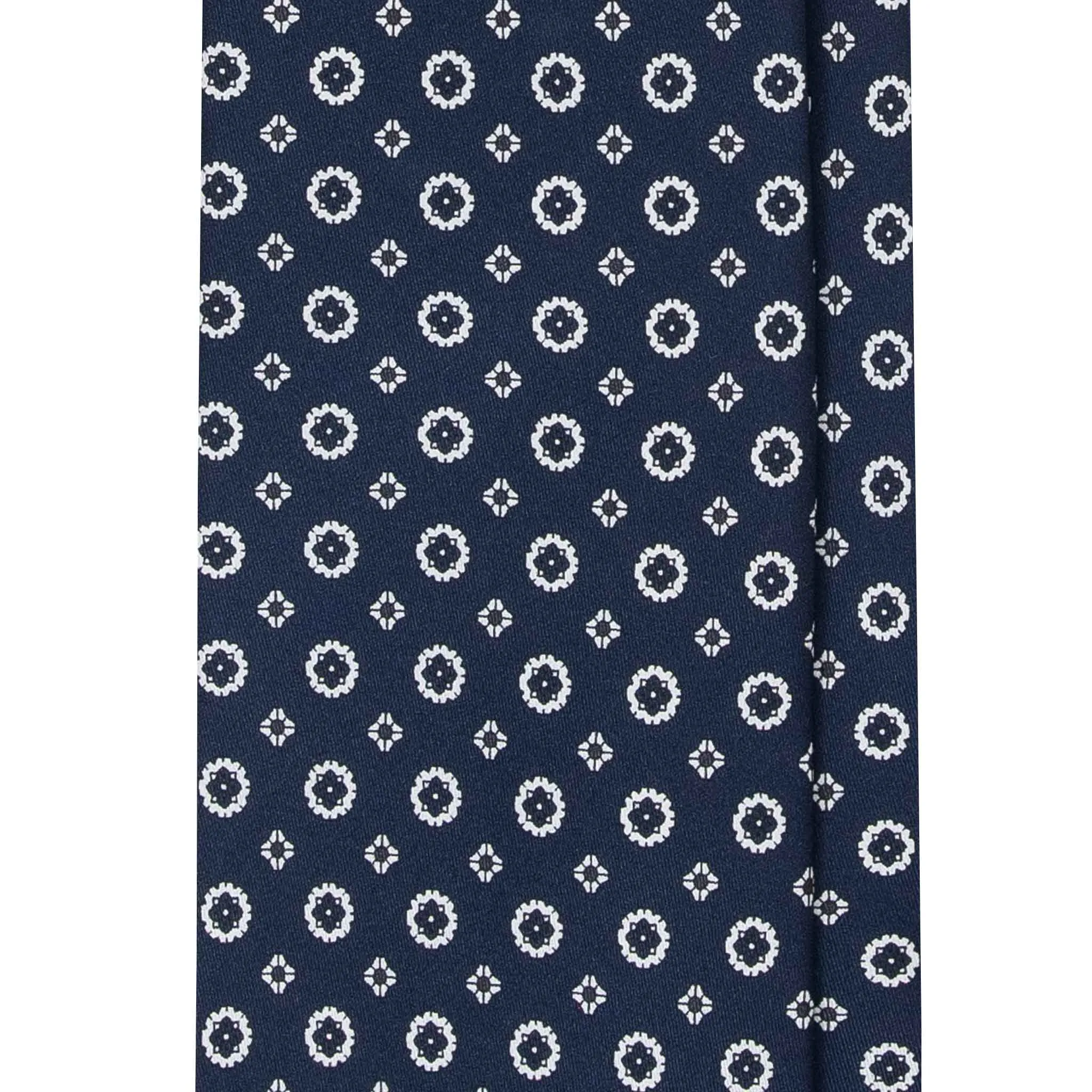 Navy Blue Silk Tie with Grey Pattern