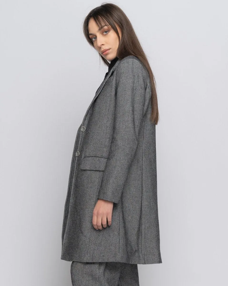 Organic Cotton Lining Herringbone Overcoat