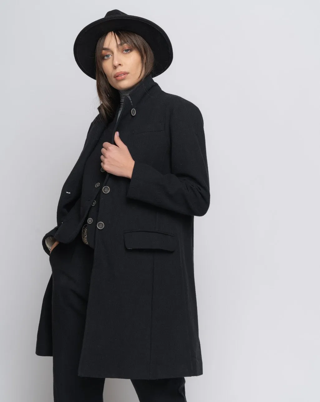 Organic Cotton Lining Herringbone Overcoat