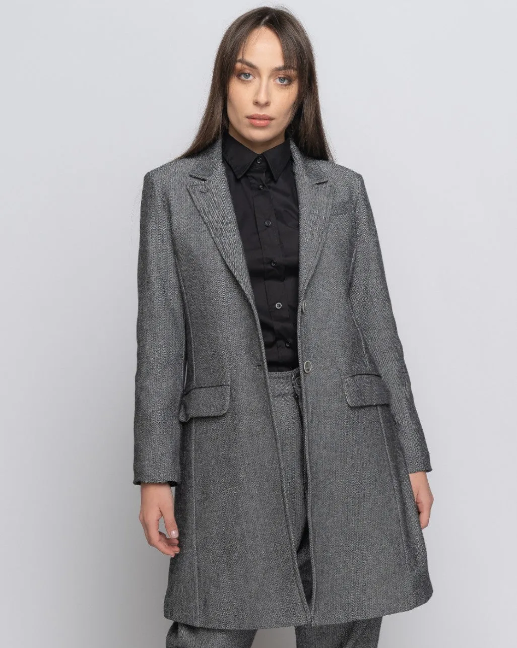 Organic Cotton Lining Herringbone Overcoat