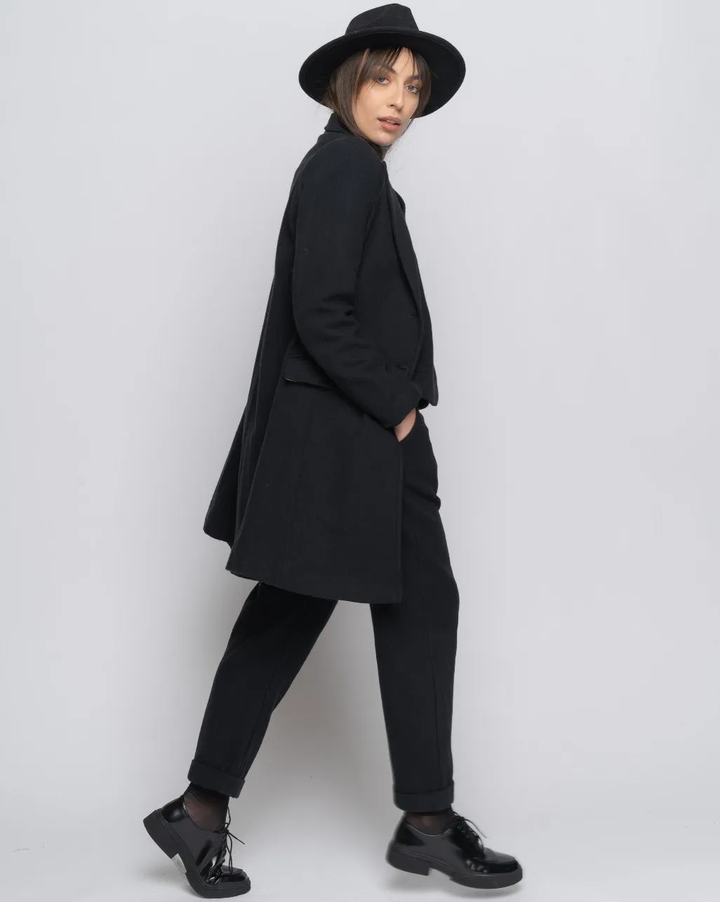 Organic Cotton Lining Herringbone Overcoat