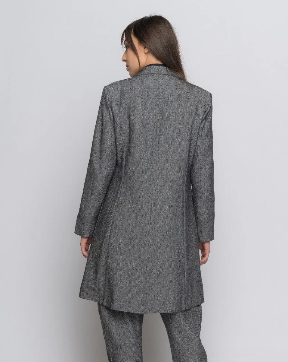 Organic Cotton Lining Herringbone Overcoat