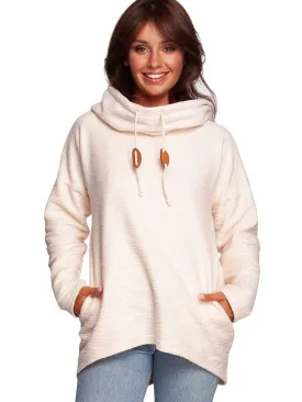 Oversized Beige BeWear Collared Hoodie