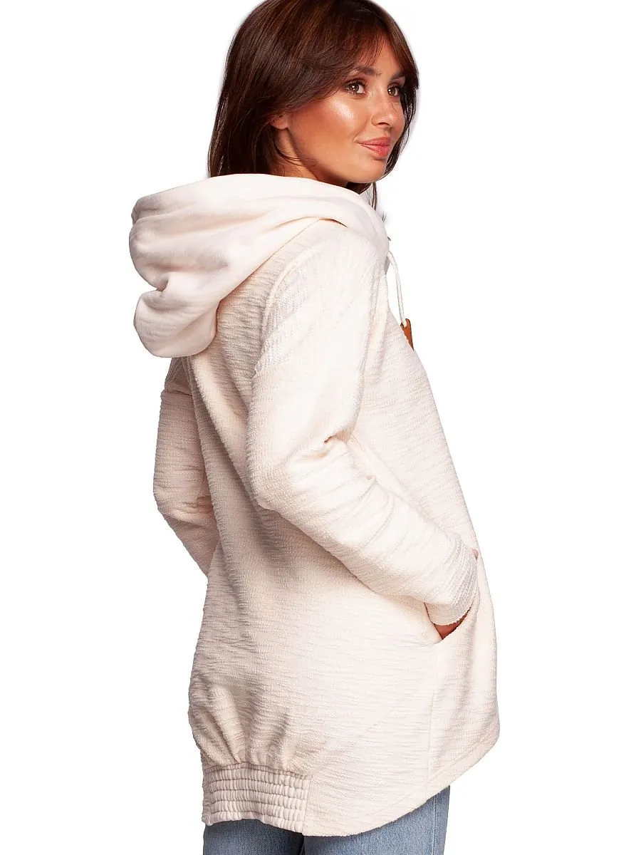 Oversized Beige BeWear Collared Hoodie