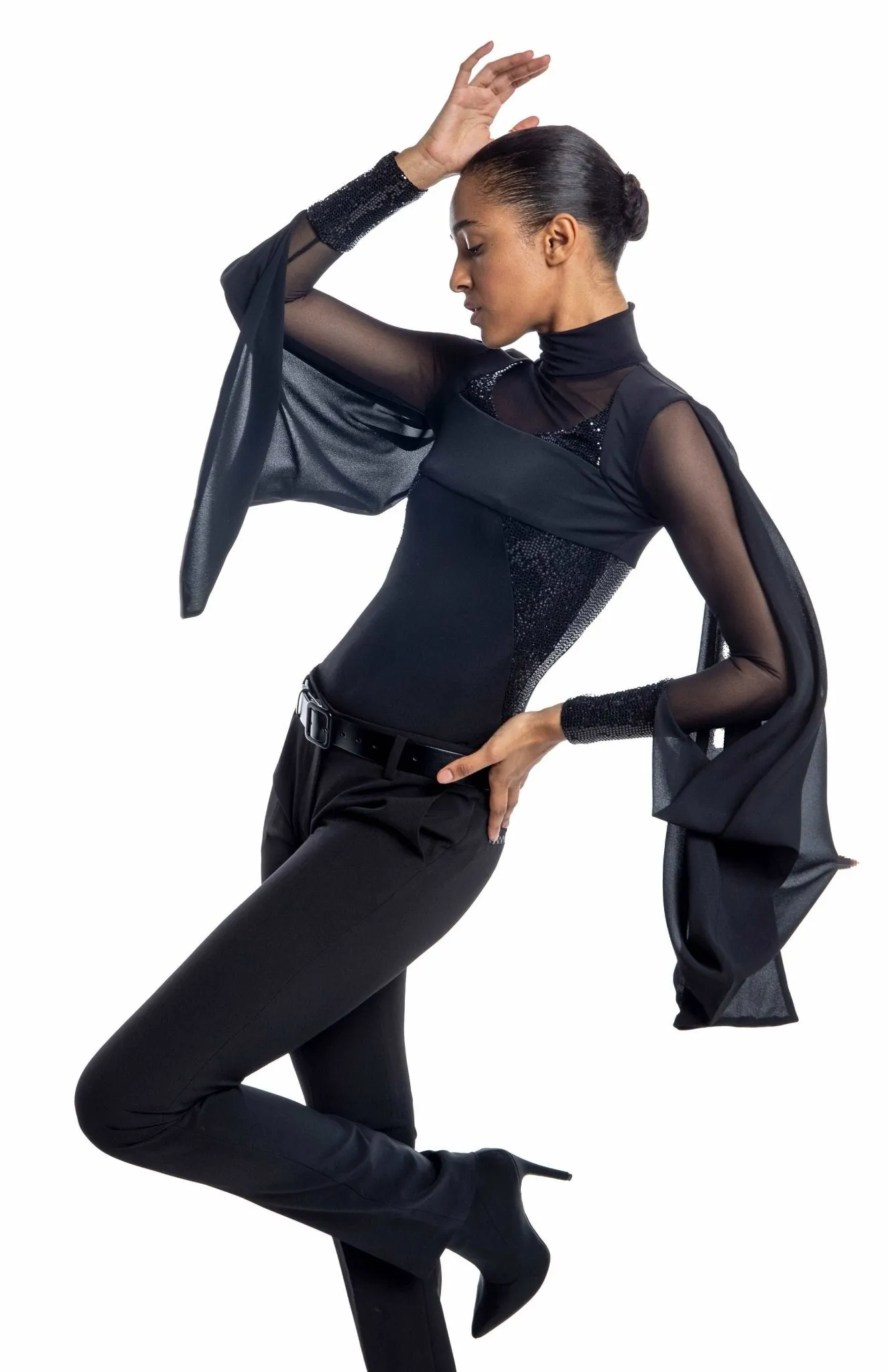 Pella | Enigmatic Glamour: Draped Sheer Bodysuit