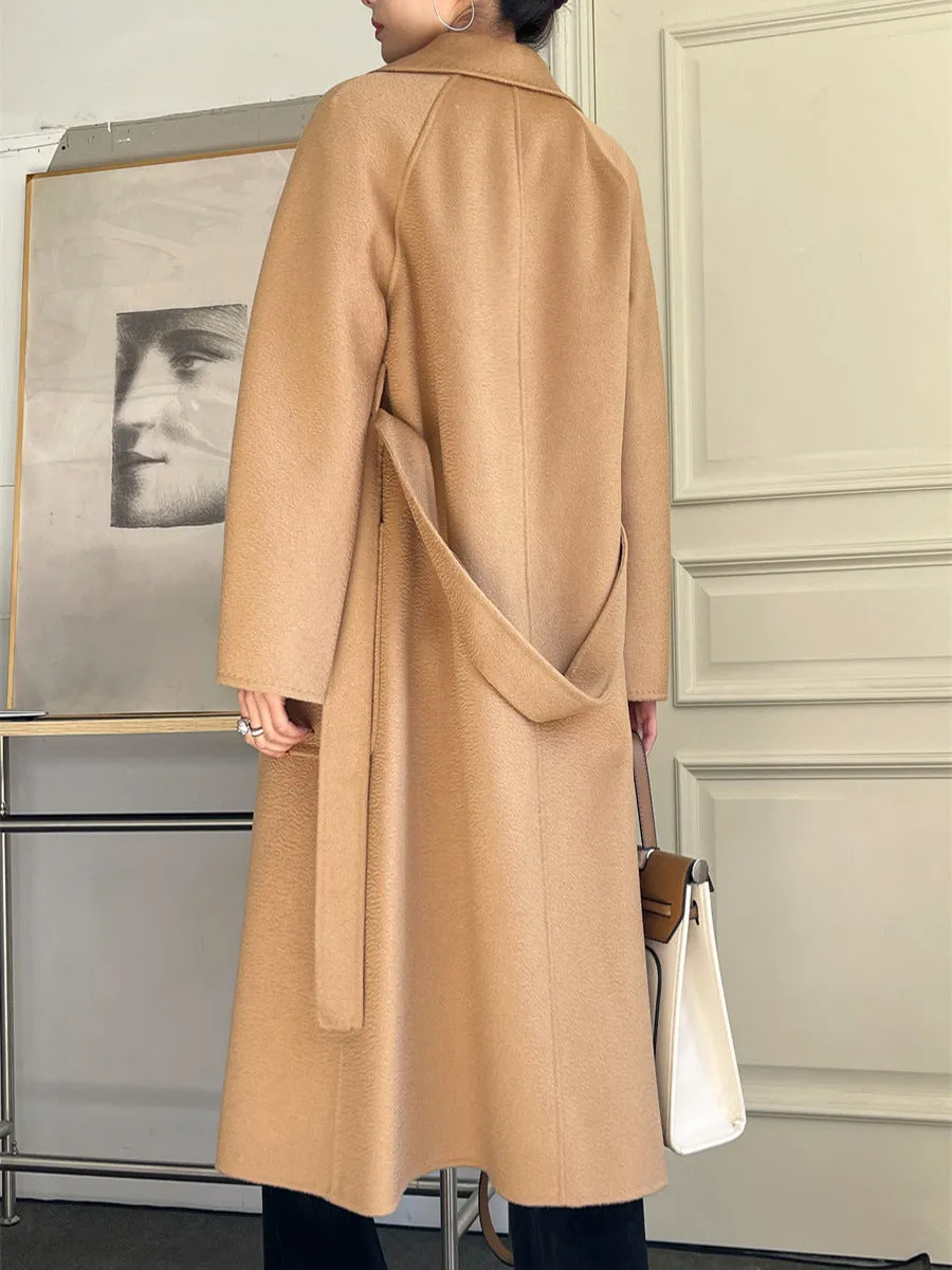 Pure Australian Wool Handcrafted Long Coat Exquisite Women's Wool and Cashmere Outerwear