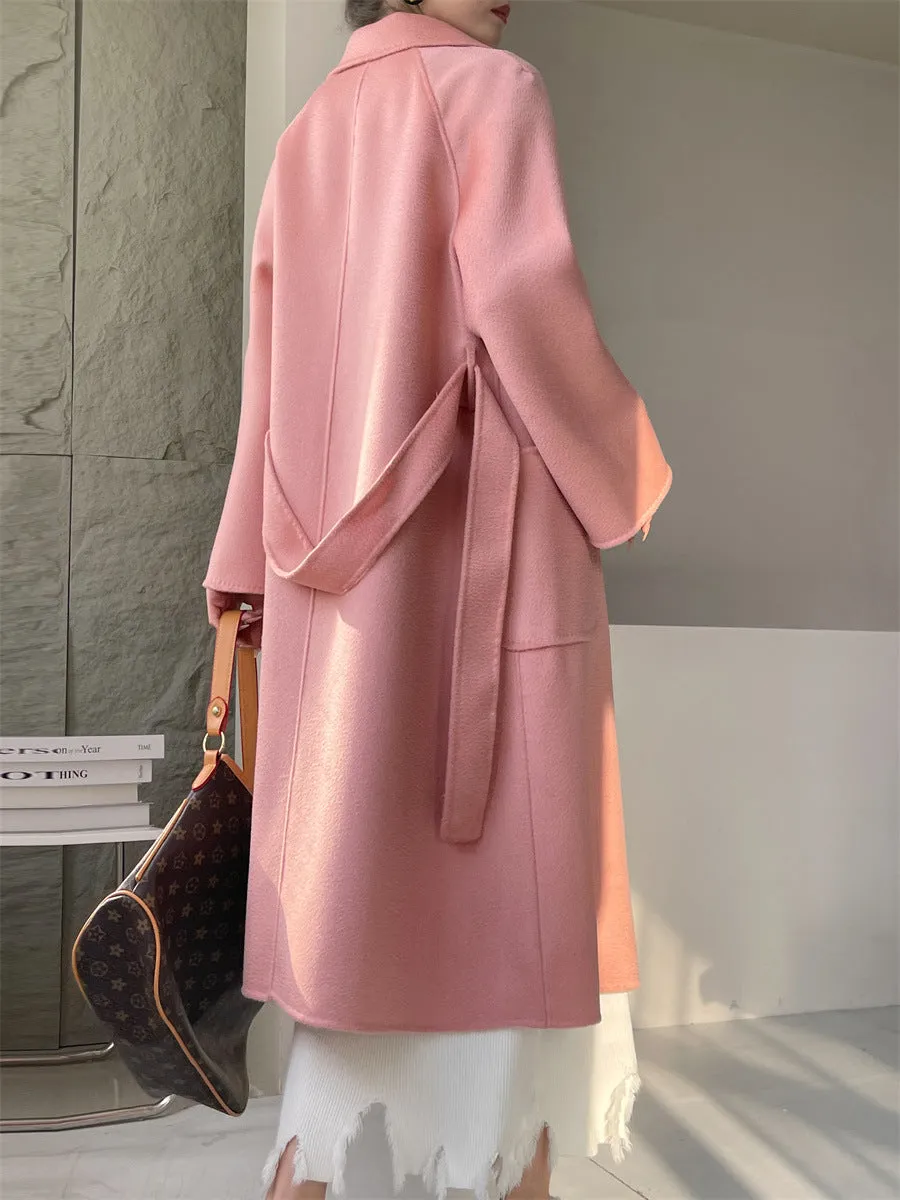 Pure Australian Wool Handcrafted Long Coat Exquisite Women's Wool and Cashmere Outerwear