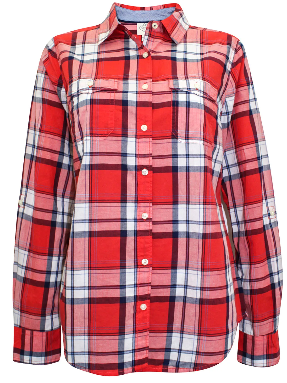 Red Multi Pure Cotton Button Down Checked Plus Size Shirt Top