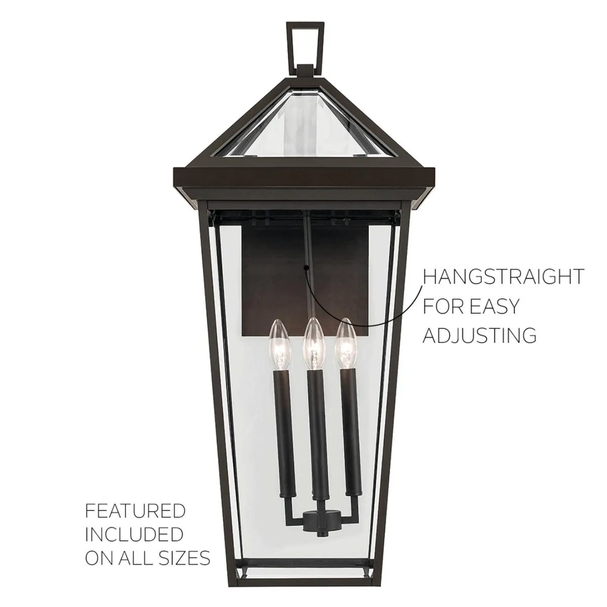 Regenge 14 In 2-Lights Outdoor Wall Light With Clear Beveled Glass, Bronze Finish