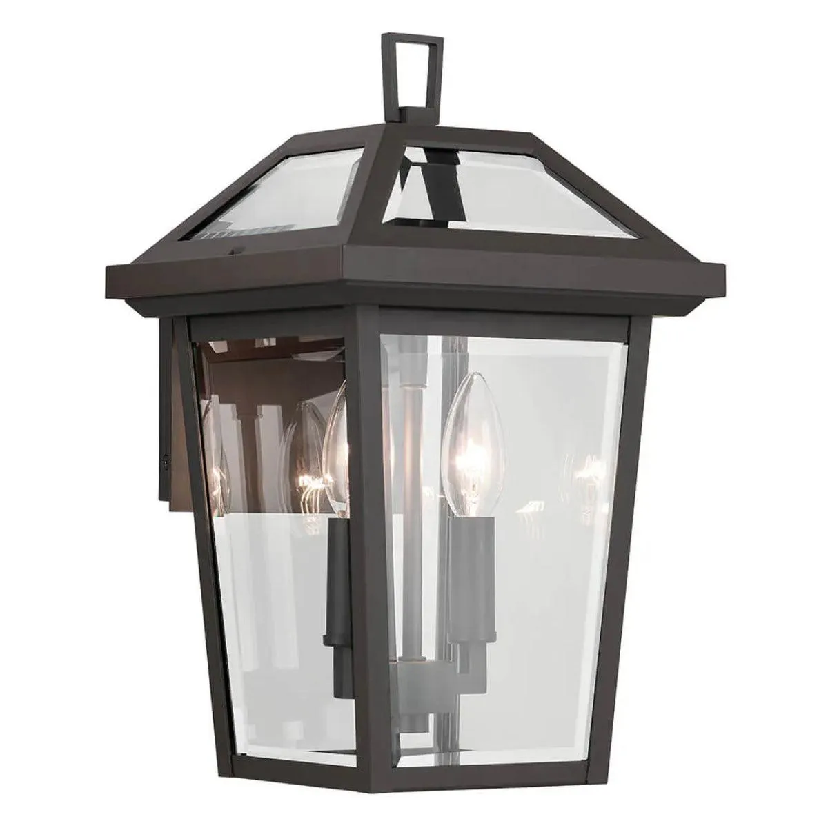 Regenge 14 In 2-Lights Outdoor Wall Light With Clear Beveled Glass, Bronze Finish