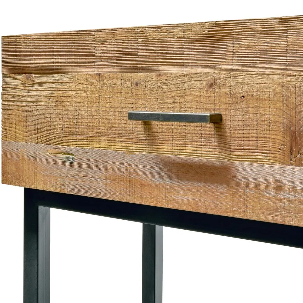 Royce 1.2m Reclaimed Pine Console Table - Black Base