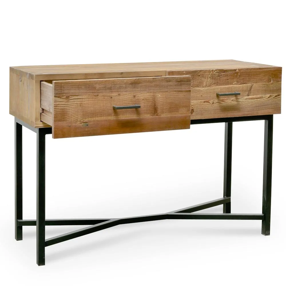 Royce 1.2m Reclaimed Pine Console Table - Black Base