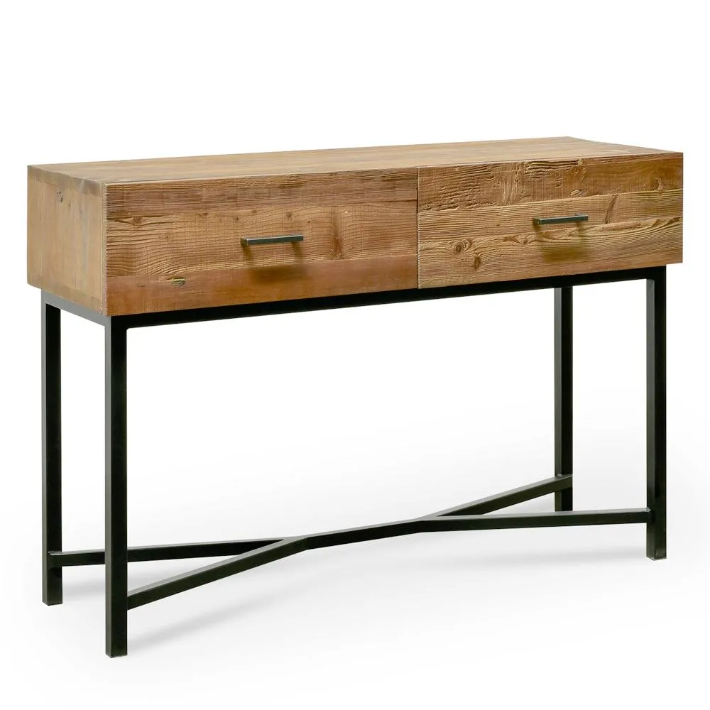 Royce 1.2m Reclaimed Pine Console Table - Black Base