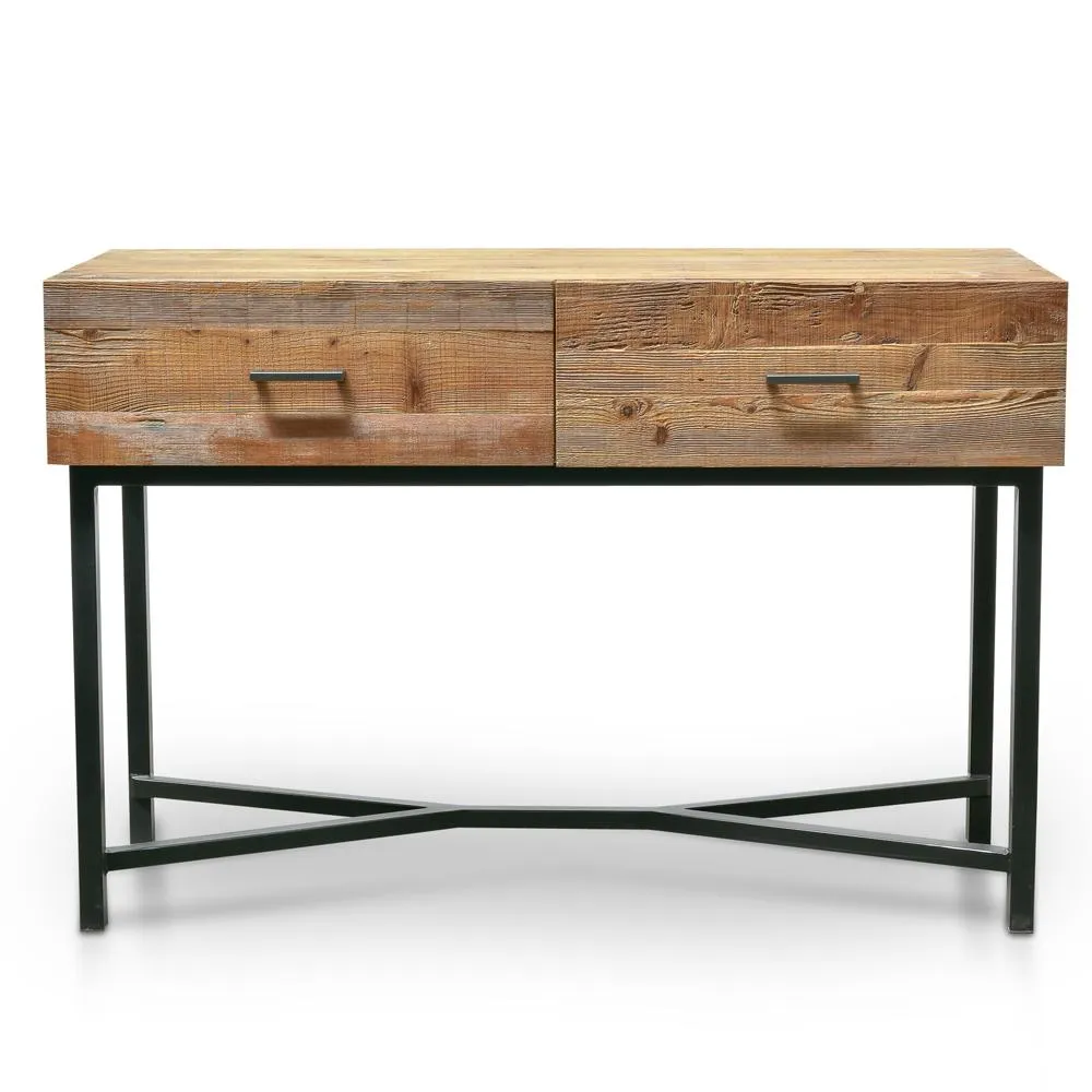 Royce 1.2m Reclaimed Pine Console Table - Black Base