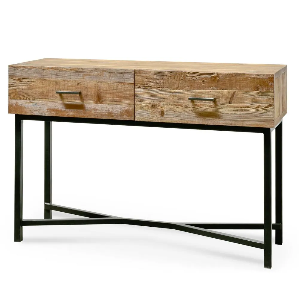 Royce 1.2m Reclaimed Pine Console Table - Black Base